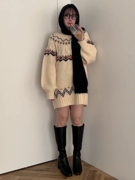 「アイテム（チュニック）」を使った、earth music&ecology officialさん（レディース・153cm）の冬コーディネート