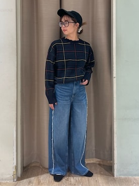 「earth music&ecology（アースミュージックアンドエコロジー）のアイテム（ニット/セーター）」を使った、earth music&ecology officialさん（レディース・158cm）の秋コーディネート