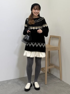 「アイテム（チュニック）」を使った、earth music&ecology officialさん（レディース・159cm）の冬コーディネート