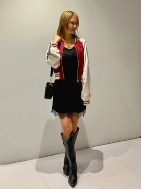 「EVRIS（エヴリス）のアイテム（ブルゾン）」を使った、齊藤愛奈さん（レディース・162cm）の秋コーディネート