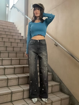 「EVRIS（エヴリス）のアイテム（トップス）」を使った、齊藤愛奈さん（レディース・162cm）の春コーディネート