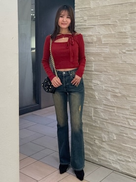 「EVRIS（エヴリス）のスウェードポインテッドスニーカーヒール（パンプス）」を使った、齊藤愛奈さん（レディース・162cm）の秋コーディネート