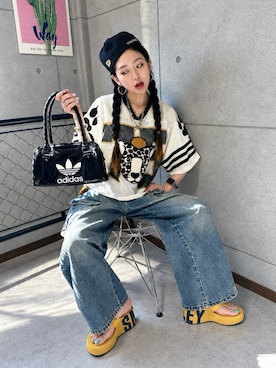 「adidas（アディダス）のアイテム（ジャージ）」を使った、riruchiyan39さん（レディース・161cm）の夏コーディネート