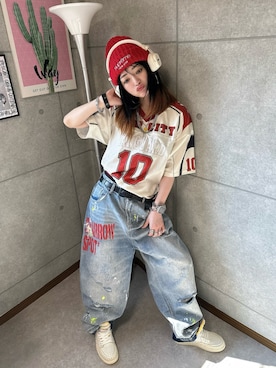 「アイテム（ニットキャップ/ビーニー）」を使った、riruchiyan39さん（レディース・161cm）の夏コーディネート