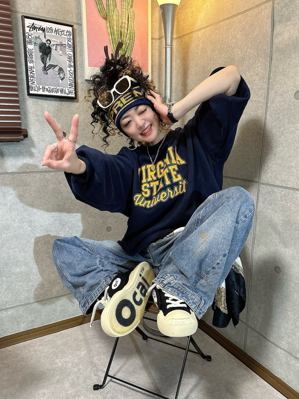 Supreme のヘアバンド（ブルー系）を使った人気ファッション