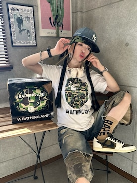「A BATHING APE（アベイシングエイプ）のアイテム」を使った、riruchiyan39さん（レディース・161cm）の夏コーディネート