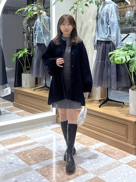 「アイテム（ノーカラーコート）」を使った、ayakaさん（レディース・157cm）の秋コーディネート