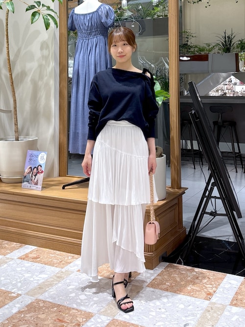 La boutique BonBon ミニ裏毛オフショルリボンプルオーバー オトナガーリー】ミニ裏毛オフショルリボンプルオーバー