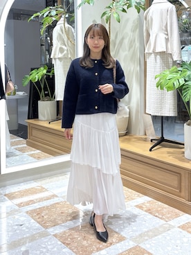 「アイテム（ノーカラージャケット）」を使った、ayakaさん（レディース・157cm）の秋コーディネート