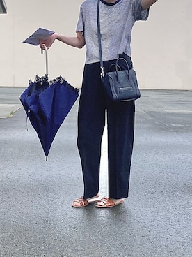 「UNIQLO（ユニクロ）のアイテム（Tシャツ/カットソー、ブラック系）」を使った、CHIHIRO／169cmさん（レディース・169cm）の夏コーディネート