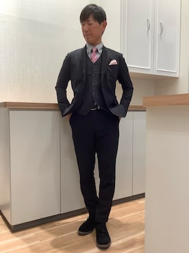 「アイテム（ビジネスシャツ）」を使った、BRICK HOUSE by Tokyo Shirts 高崎イオンモール店さん（メンズ・170cm）の冬コーディネート