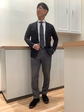 「アイテム（ビジネスシャツ、ホワイト系）」を使った、BRICK HOUSE by Tokyo Shirts 高崎イオンモール店さん（メンズ・170cm）の秋コーディネート