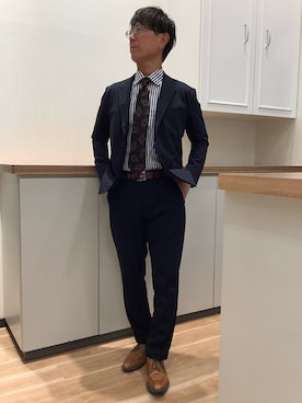 「アイテム（ビジネスシャツ）」を使った、BRICK HOUSE by Tokyo Shirts 高崎イオンモール店さん（メンズ・170cm）の秋コーディネート