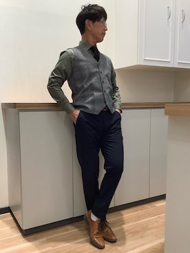 「アイテム（ビジネスシャツ）」を使った、BRICK HOUSE by Tokyo Shirts 高崎イオンモール店さん（メンズ・170cm）の冬コーディネート