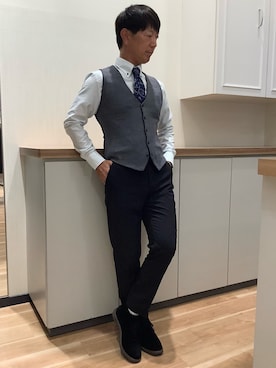 「アイテム（ビジネスシャツ）」を使った、BRICK HOUSE by Tokyo Shirts 高崎イオンモール店さん（メンズ・170cm）の秋コーディネート