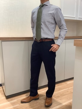 「アイテム（ネクタイ、グリーン系）」を使った、BRICK HOUSE by Tokyo Shirts 高崎イオンモール店さん（メンズ・170cm）の秋コーディネート