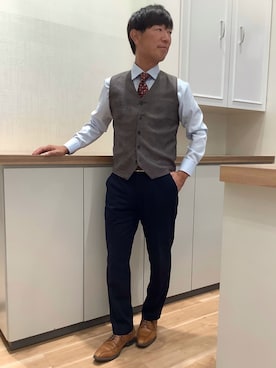 「アイテム（ビジネスシャツ）」を使った、BRICK HOUSE by Tokyo Shirts 高崎イオンモール店さん（メンズ・170cm）の秋コーディネート