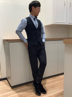 「アイテム（ビジネスシャツ）」を使った、BRICK HOUSE by Tokyo Shirts 高崎イオンモール店さん（メンズ・170cm）の秋コーディネート