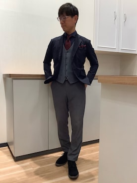 「アイテム（ポケットチーフ）」を使った、BRICK HOUSE by Tokyo Shirts 高崎イオンモール店さん（メンズ・170cm）の冬コーディネート