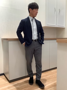「TOKYO SHIRTS（トウキョウシャツ）の形態安定ノンアイロン ボタンダウン 長袖ビジネスワイシャツ（ビジネスシャツ、グリーン系）」を使った、BRICK HOUSE by Tokyo Shirts 高崎イオンモール店さん（メンズ・170cm）の春コーディネート