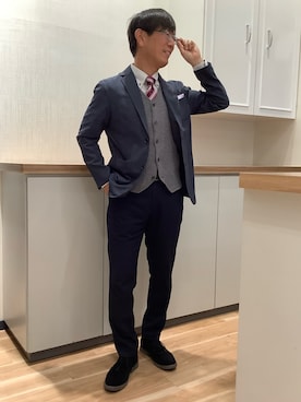 「TOKYO SHIRTS（トウキョウシャツ）のアイテム（ビジネスシャツ）」を使った、BRICK HOUSE by Tokyo Shirts 高崎イオンモール店さん（メンズ・170cm）の春コーディネート