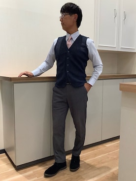 「アイテム（ビジネスシャツ）」を使った、BRICK HOUSE by Tokyo Shirts 高崎イオンモール店さん（メンズ・170cm）の秋コーディネート