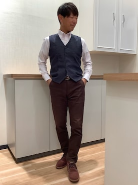 「アイテム（ビジネスシャツ）」を使った、BRICK HOUSE by Tokyo Shirts 高崎イオンモール店さん（メンズ・170cm）の秋コーディネート