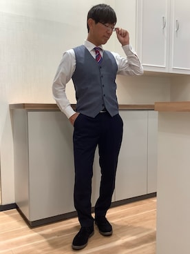 「アイテム（ビジネスシャツ）」を使った、BRICK HOUSE by Tokyo Shirts 高崎イオンモール店さん（メンズ・170cm）の冬コーディネート