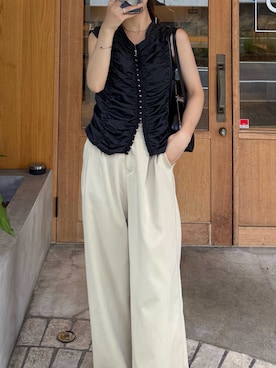「アイテム（シャツ/ブラウス）」を使った、ririさん（骨格ウェーブ・レディース・155cm）の夏コーディネート