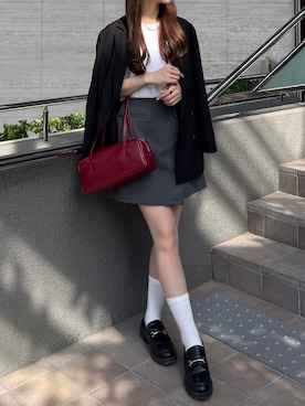 「アイテム（テーラードジャケット、ブラック系）」を使った、ririさん（レディース・155cm）の秋コーディネート
