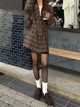 「アイテム（ローファー）」を使った、ririさん（レディース・155cm）の秋コーディネート