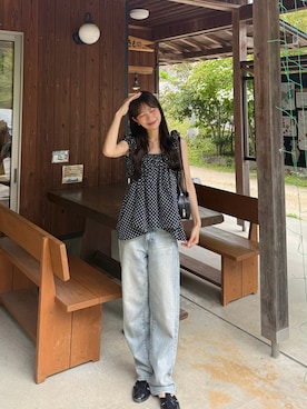 「2aN（トゥーエーエヌ）のアイテム（チーク）」を使った、ririさん（レディース・155cm）の夏コーディネート