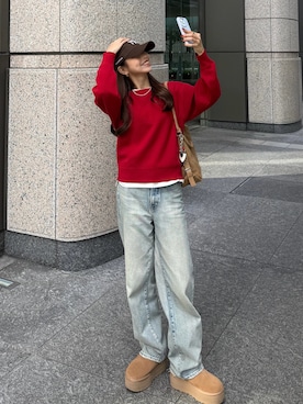 「アイテム（デニムパンツ）」を使った、ririさん（レディース・155cm）の秋コーディネート