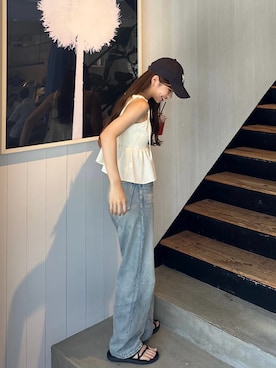 「アイテム（セットアップ、ホワイト系）」を使った、ririさん（レディース・155cm）の夏コーディネート