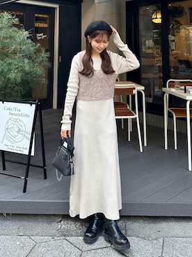 「アイテム（ワンピース）」を使った、ririさん（レディース・155cm）の秋コーディネート