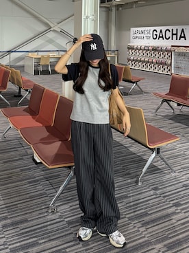 「アイテム（スラックス）」を使った、ririさん（レディース・155cm）の秋コーディネート