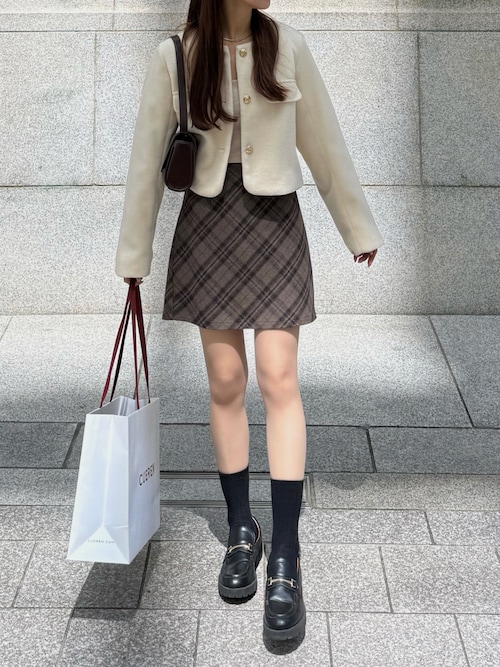 セール】ウールライクゴールドボタンノーカラージャケット（ノー