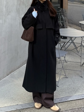 「アイテム（ステンカラーコート）」を使った、ririさん（レディース・155cm）の秋コーディネート