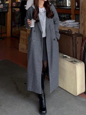 「アイテム（チェスターコート）」を使った、ririさん（レディース・155cm）の秋コーディネート