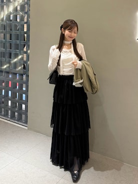 「チュールスカート」｜ririさん（レディース・155cm）の春コーディネート
