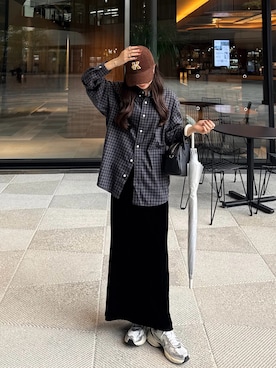 「アイテム（ボストンバッグ）」を使った、ririさん（レディース・155cm）の秋コーディネート