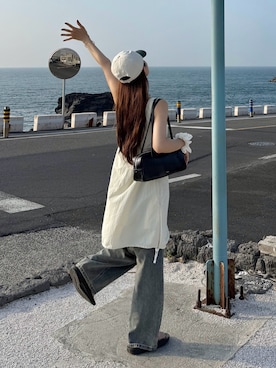 「アイテム（シュシュ）」を使った、ririさん（レディース・155cm）の夏コーディネート