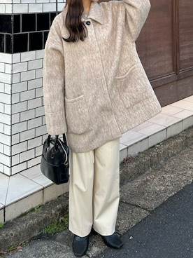 「アイテム（ステンカラーコート）」を使った、ririさん（レディース・155cm）の冬コーディネート