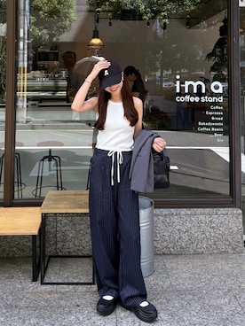 「アイテム（バレエシューズ）」を使った、ririさん（レディース・155cm）の夏コーディネート
