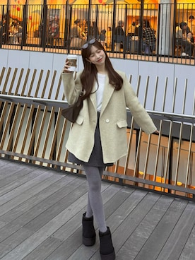 「アイテム（レッグウェア）」を使った、ririさん（レディース・155cm）の冬コーディネート