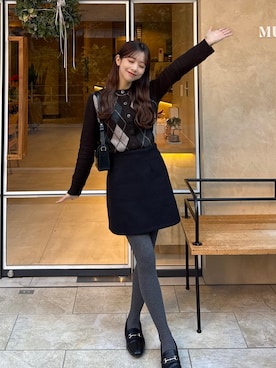 「アイテム（タイツ/ストッキング）」を使った、ririさん（レディース・155cm）の冬コーディネート