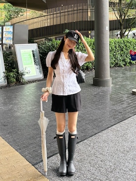 「RAY CASSIN（レイカズン）のアイテム（トップス）」を使った、ririさん（レディース・155cm）の夏コーディネート