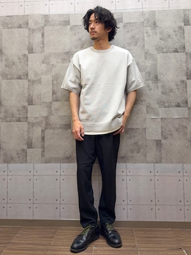 「BACK NUMBER（バックナンバー）のBACK NUMBER(バックナンバー)和紙ニットクルーネックプルオーバー（ニット/セーター、グレー系）」を使った、ryotta0107さん（メンズ・173cm）の春コーディネート