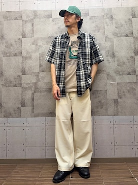 「BACK NUMBER（バックナンバー）のBACK NUMBER(バックナンバー)アニマルプリント半袖Ｔシャツ（Tシャツ/カットソー、ベージュ系）」を使った、ryotta0107さん（メンズ・173cm）の春コーディネート