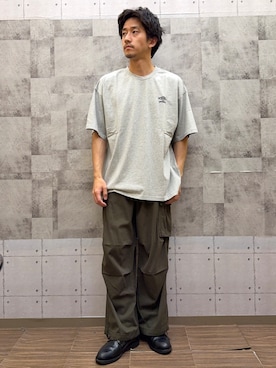 「BACK NUMBER（バックナンバー）のBACK NUMBER(バックナンバー)【メンズ】コットンツイルカーゴパンツ（その他パンツ、グリーン系）」を使った、ryotta0107さん（メンズ・173cm）の夏コーディネート